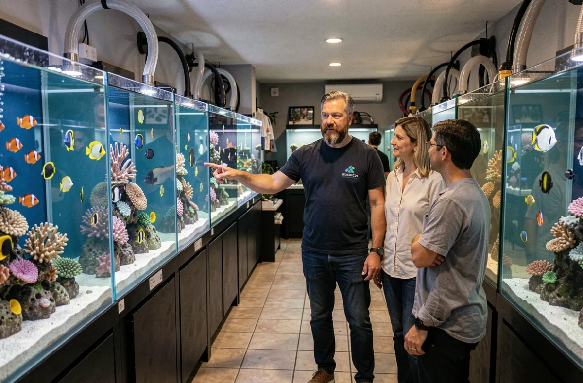 Spécialiste d'Abysses Aquarium à Haute-Goulaine présentant des poissons tropicaux marins dans de grands bacs coralliens