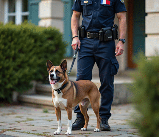 Saisie d’animaux : Comment se déroule la procédure en France ? Agent de contrôle animal avec chien dans un jardin résidentiel