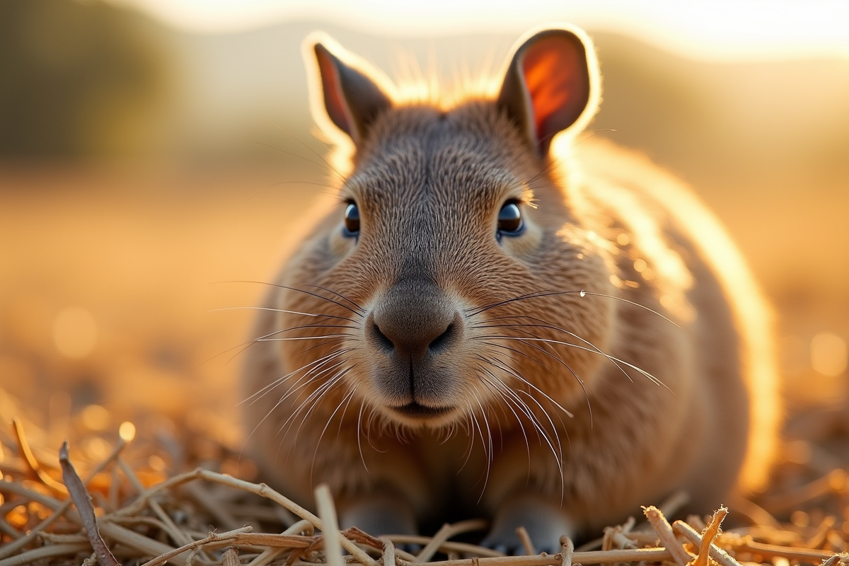 Portrait de capybara sur de l