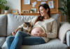 Comportement chat enceinte : décryptage et conseils pour une gestation sereine Chat enceinte allongée sur un canapé avec une femme