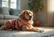 Chien golden retriever en combinaison de récupération