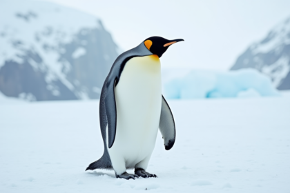 Manchot empereur debout sur la glace antarctique