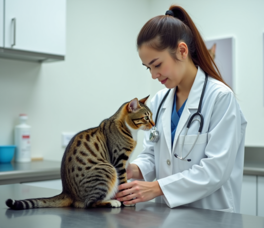 Nombre de chatons : Comment savoir combien votre chat aura ? Vétérinaire examine un chaton enceinte dans une clinique moderne